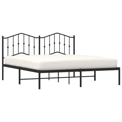 Metal Bed Frame without Mattress with Headboard Black 180x200cm