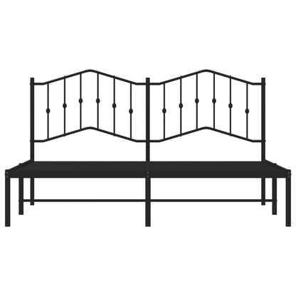Metal Bed Frame without Mattress with Headboard Black 180x200cm