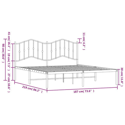 Metal Bed Frame without Mattress with Headboard Black 183x213cm