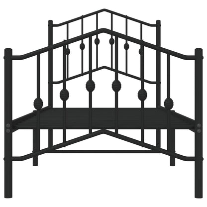 Metal Bed Frame without Mattress with Footboard Black 75x190cm
