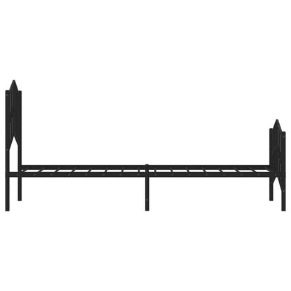Metal Bed Frame without Mattress with Footboard Black 75x190cm