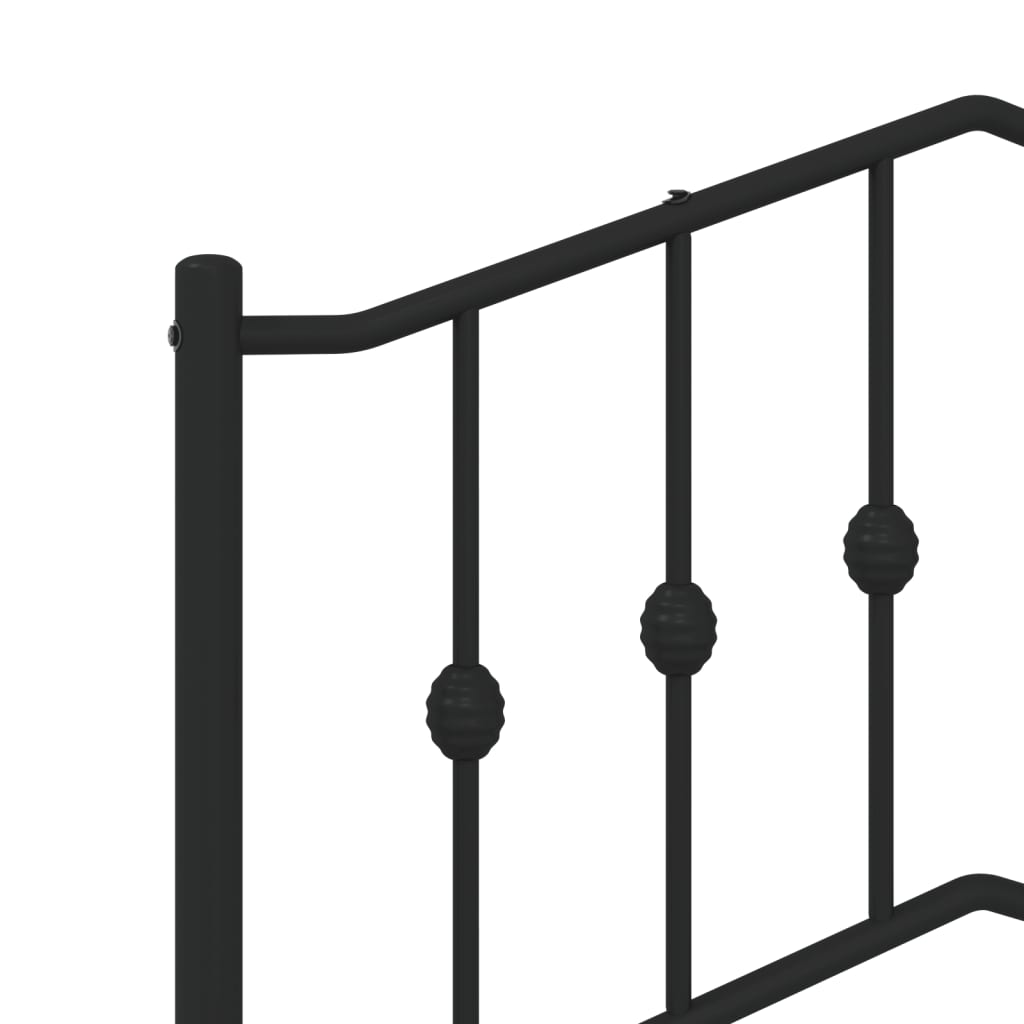 Metal Bed Frame without Mattress with Footboard Black 75x190cm