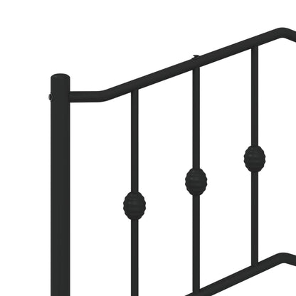 Metal Bed Frame without Mattress with Footboard Black 75x190cm