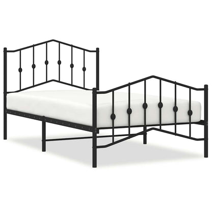 Metal Bed Frame without Mattress with Footboard Black 100x190cm