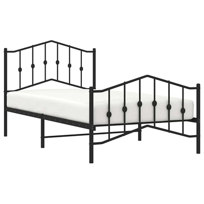 Metal Bed Frame without Mattress with Footboard Black 100x190cm