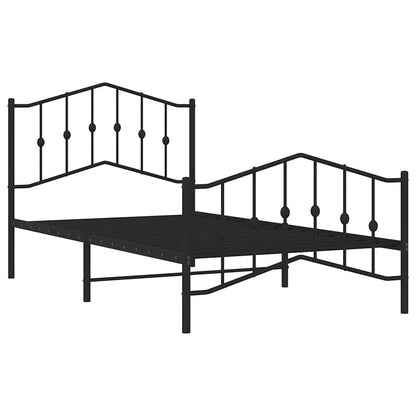 Metal Bed Frame without Mattress with Footboard Black 100x190cm