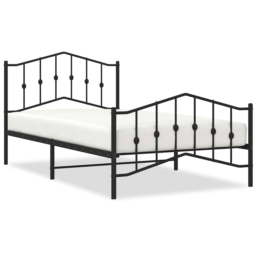Metal Bed Frame without Mattress with Footboard Black 100x200cm