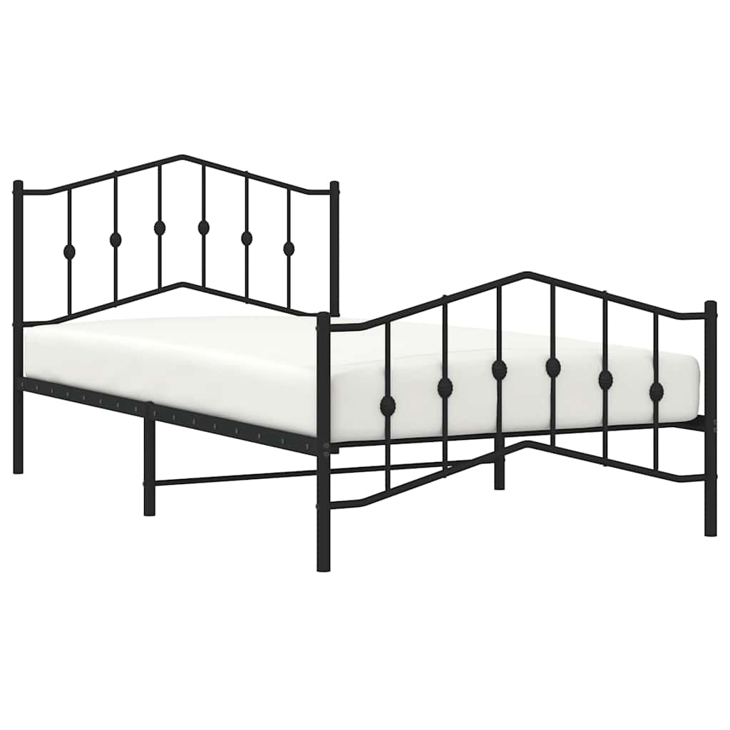 Metal Bed Frame without Mattress with Footboard Black 100x200cm