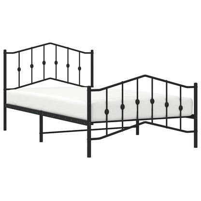 Metal Bed Frame without Mattress with Footboard Black 100x200cm