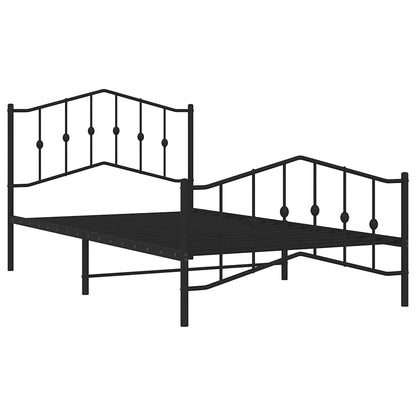 Metal Bed Frame without Mattress with Footboard Black 100x200cm