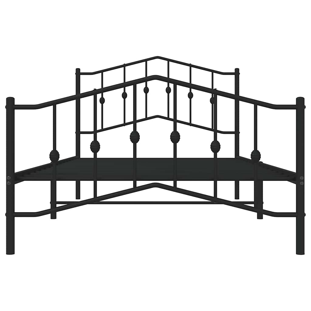 Metal Bed Frame without Mattress with Footboard Black 100x200cm
