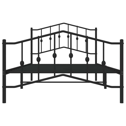 Metal Bed Frame without Mattress with Footboard Black 100x200cm