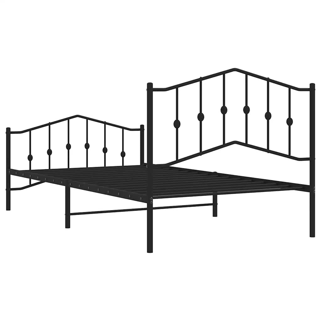 Metal Bed Frame without Mattress with Footboard Black 100x200cm