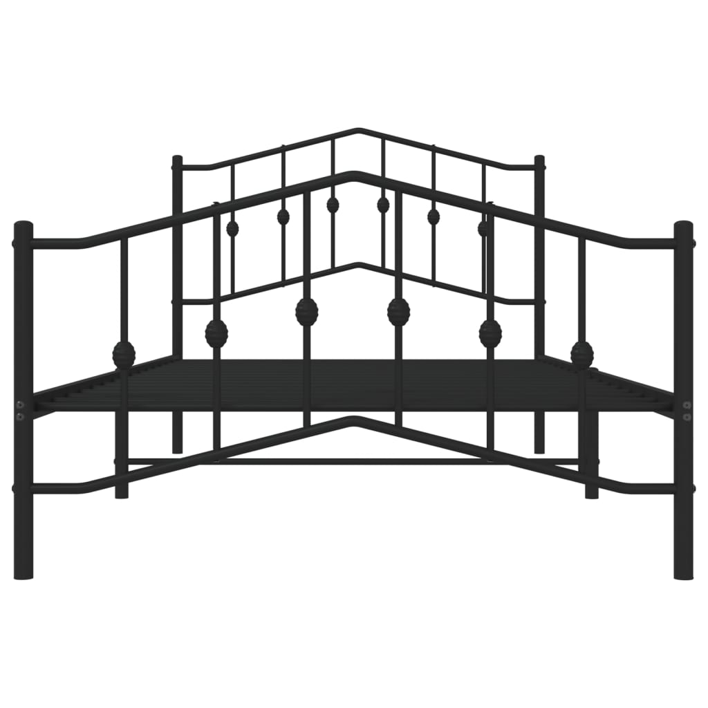 Metal Bed Frame without Mattress with Footboard Black 107x203cm