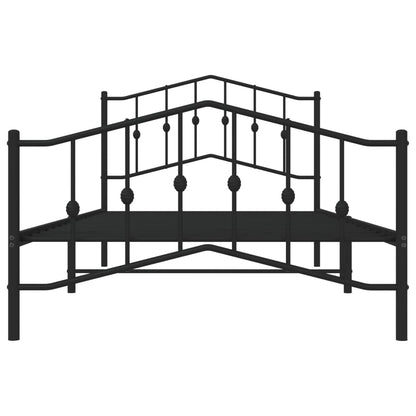 Metal Bed Frame without Mattress with Footboard Black 107x203cm