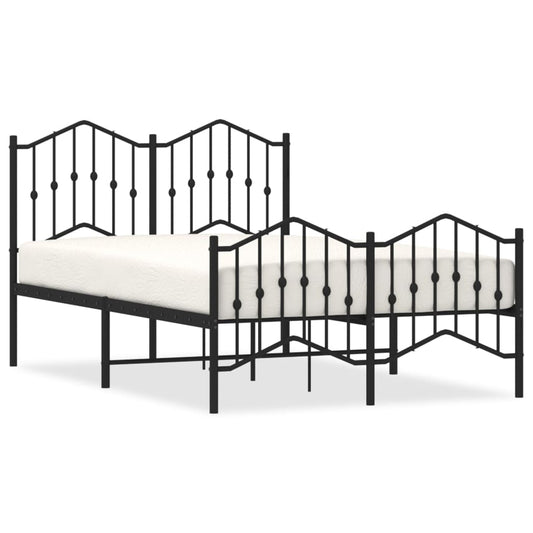 Metal Bed Frame without Mattress with Footboard Black 120x200cm