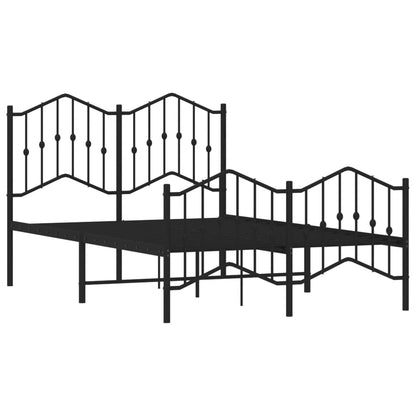 Metal Bed Frame without Mattress with Footboard Black 120x200cm