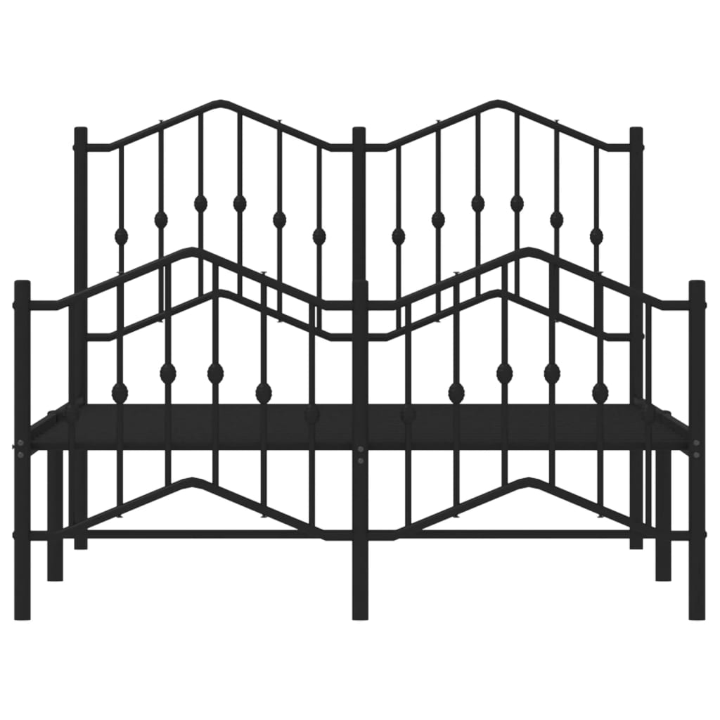 Metal Bed Frame without Mattress with Footboard Black 120x200cm