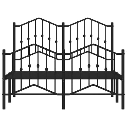 Metal Bed Frame without Mattress with Footboard Black 120x200cm