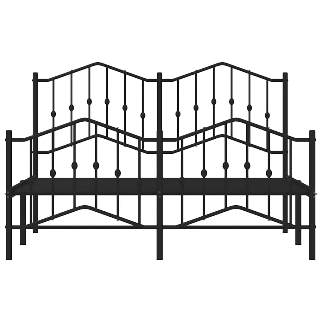 Metal Bed Frame without Mattress with Footboard Black 140x200cm
