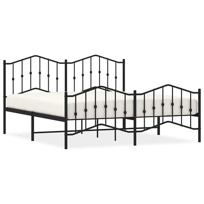 Metal Bed Frame without Mattress with Footboard Black 183x213cm