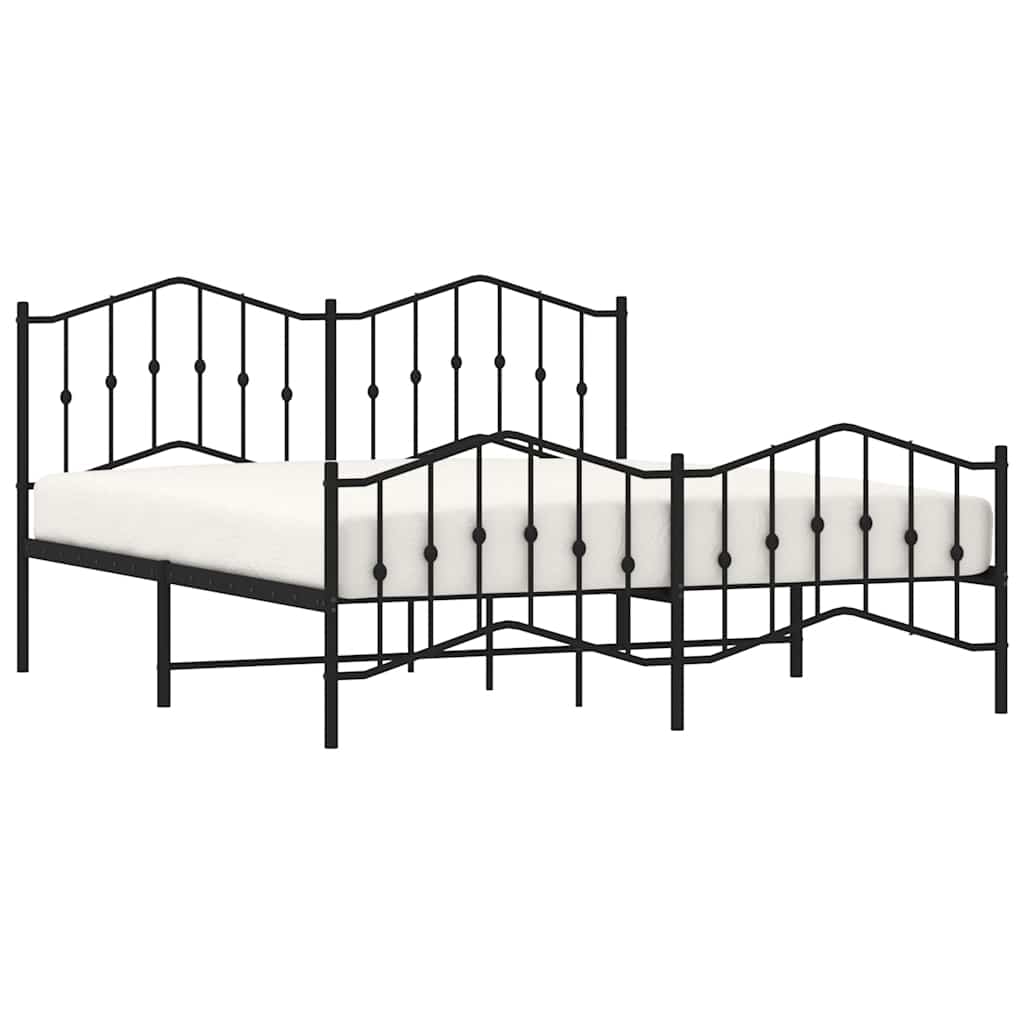 Metal Bed Frame without Mattress with Footboard Black 183x213cm