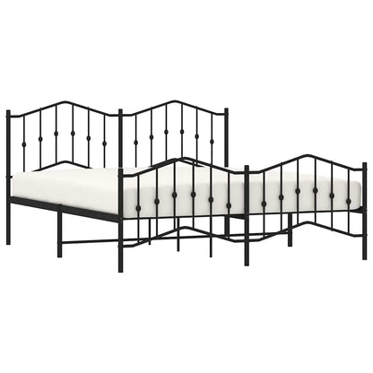 Metal Bed Frame without Mattress with Footboard Black 183x213cm
