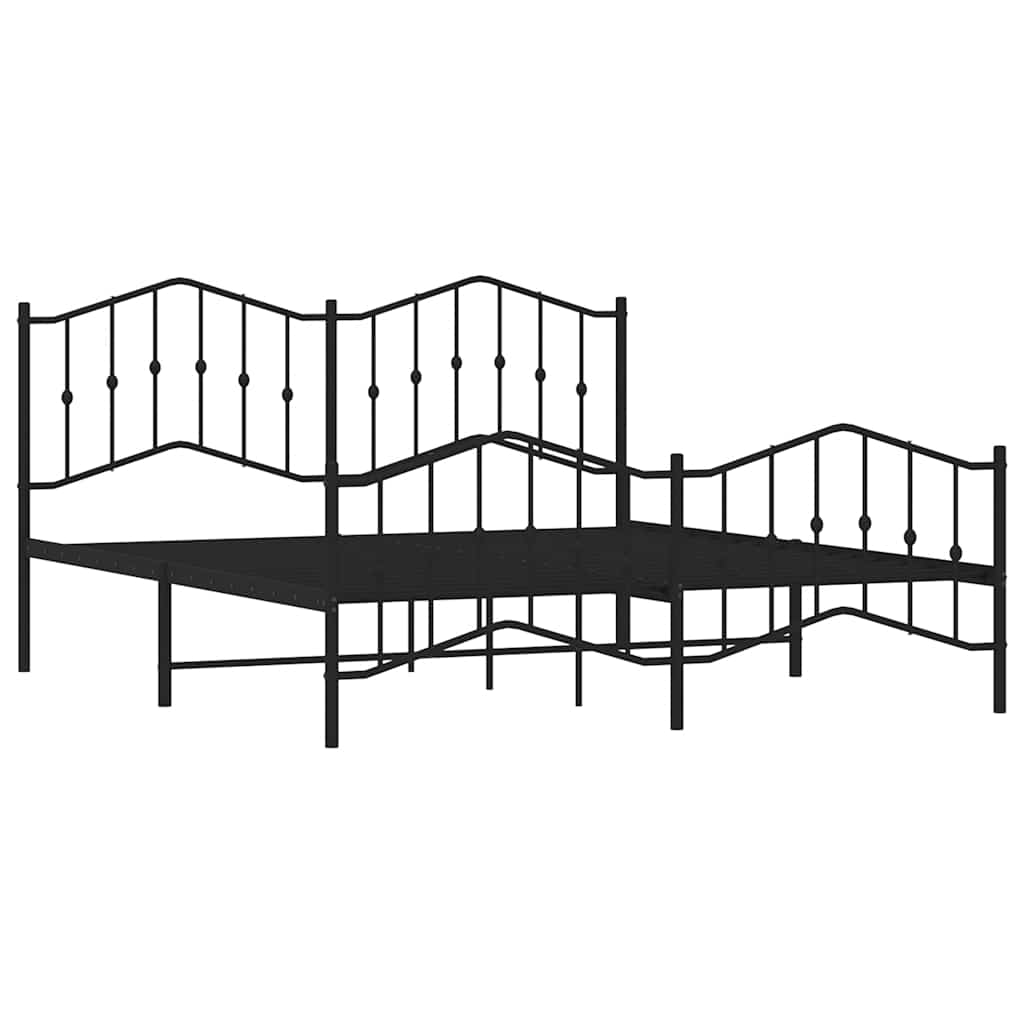 Metal Bed Frame without Mattress with Footboard Black 183x213cm