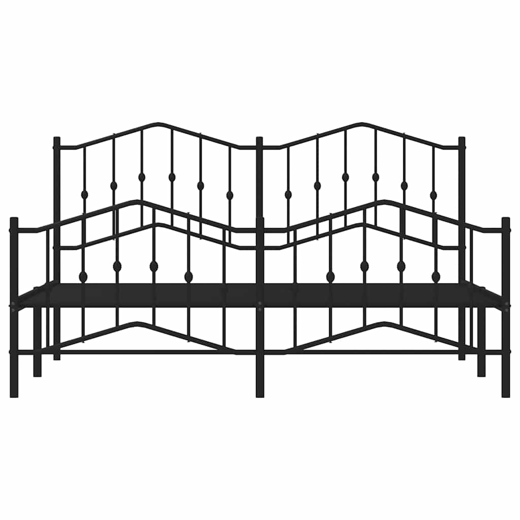 Metal Bed Frame without Mattress with Footboard Black 183x213cm