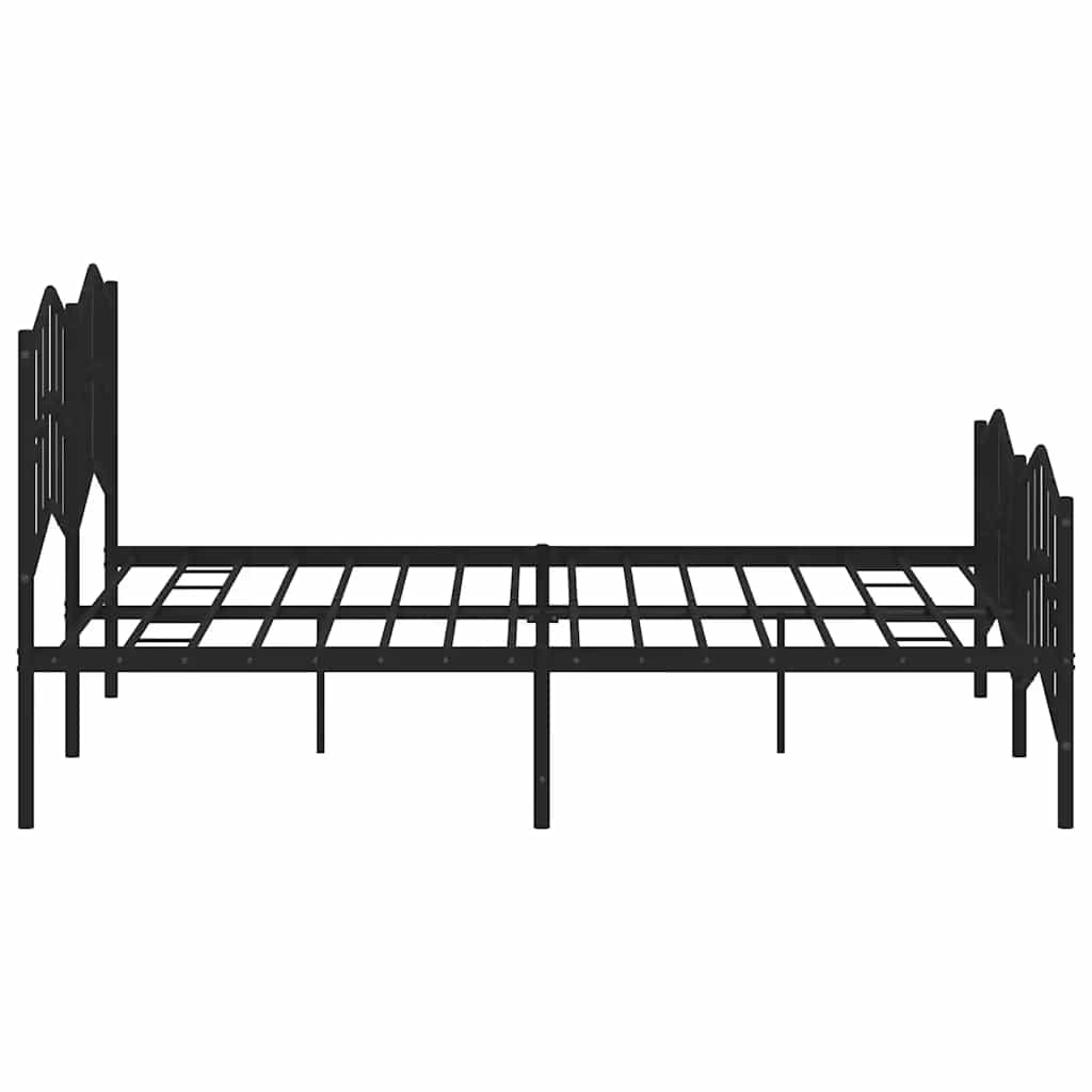 Metal Bed Frame without Mattress with Footboard Black 183x213cm