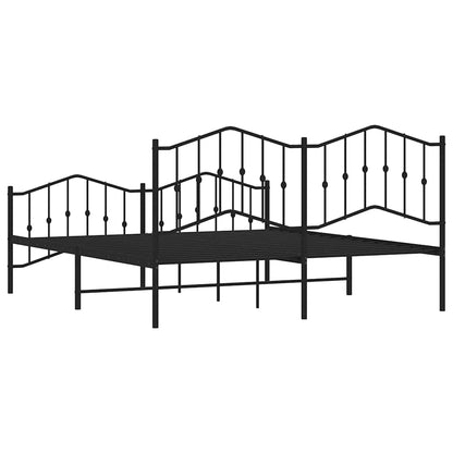 Metal Bed Frame without Mattress with Footboard Black 183x213cm