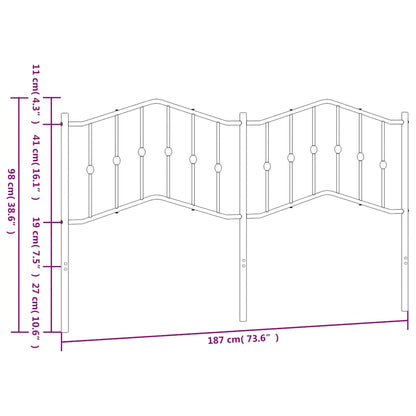 Metal Replace Headboard Black 180 cm