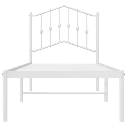 Metal Bed Frame without Mattress with Headboard White 90x190cm