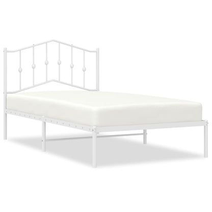 Metal Bed Frame without Mattress with Headboard White 100x190cm