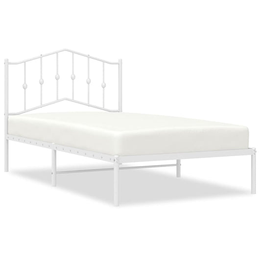 Metal Bed Frame without Mattress with Headboard White 100x190cm