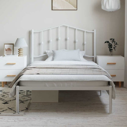 Metal Bed Frame without Mattress with Headboard White 100x190cm