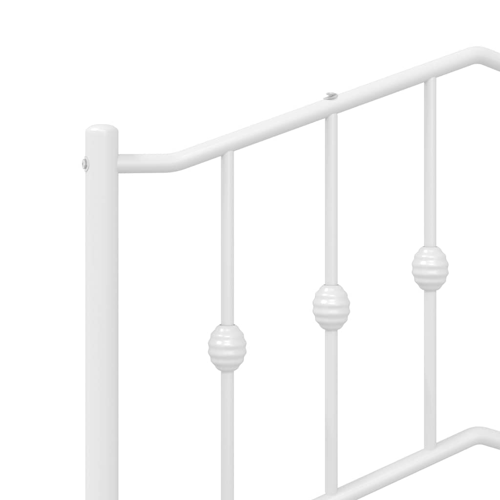 Metal Bed Frame without Mattress with Headboard White 100x190cm