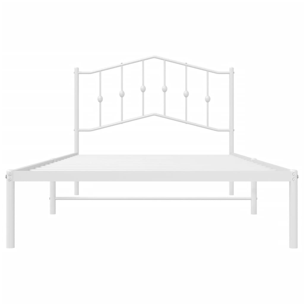Bed Frame | White | Steel | Single | Bed Frame | Rectangular | Modern