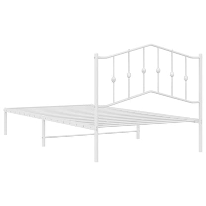 Bed Frame | White | Steel | Single | Bed Frame | Rectangular | Modern