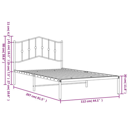 Bed Frame | White | Steel | Single | Bed Frame | Rectangular | Modern
