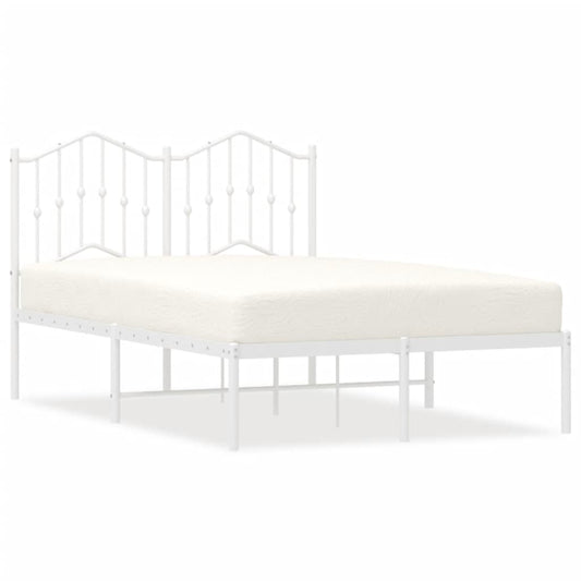 Metal Bed Frame without Mattress with Headboard White 120x190cm