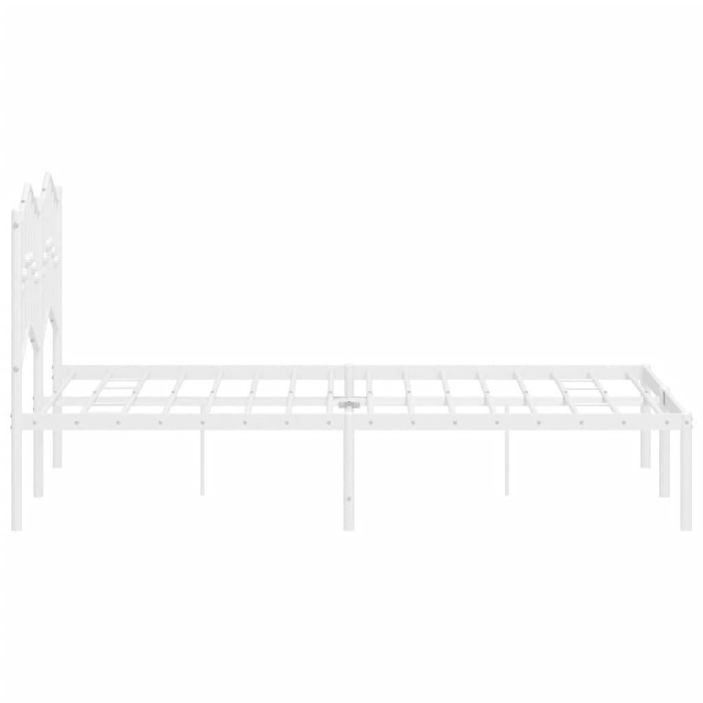 Metal Bed Frame without Mattress with Headboard White 120x190cm