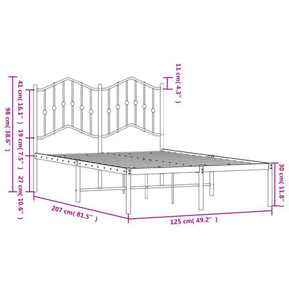 Bed Frame | White | Steel | Double | Bed Frame | Rectangular | Modern