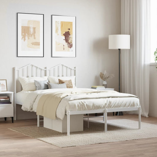 Bed Frame | White | Steel | Double | Bed Frame | Rectangular | Modern