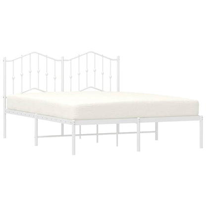 Metal Bed Frame without Mattress with Headboard White 135x190cm