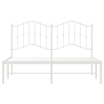 Metal Bed Frame without Mattress with Headboard White 135x190cm