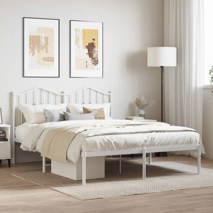 Bed Frame | White | Powder-Coated Steel | Double | Bed Frame