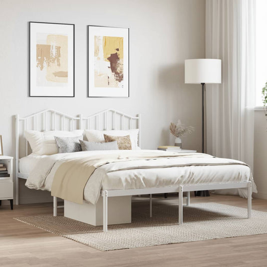 Bed Frame | White | Powder-Coated Steel | Double | Bed Frame