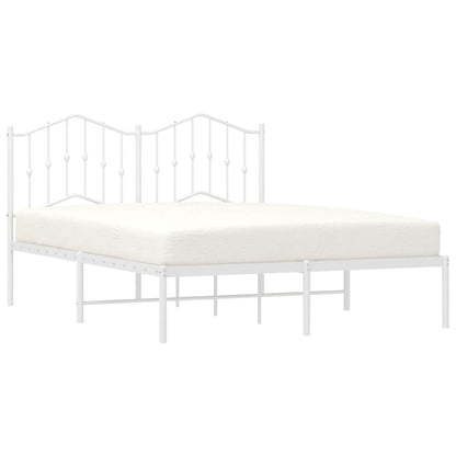 Metal Bed Frame without Mattress with Headboard White 150x200cm