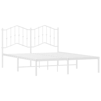 Metal Bed Frame without Mattress with Headboard White 150x200cm